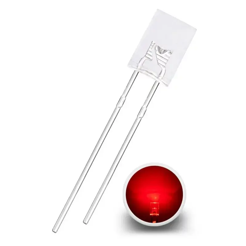 LED Dióda obdĺžniková 2x5x7mm, Červená číra