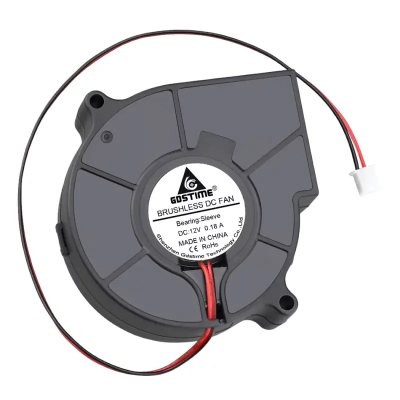 Dúchadlový ventilátor 75x75x25mm, 12V DC, XH2.54 - 2Pin