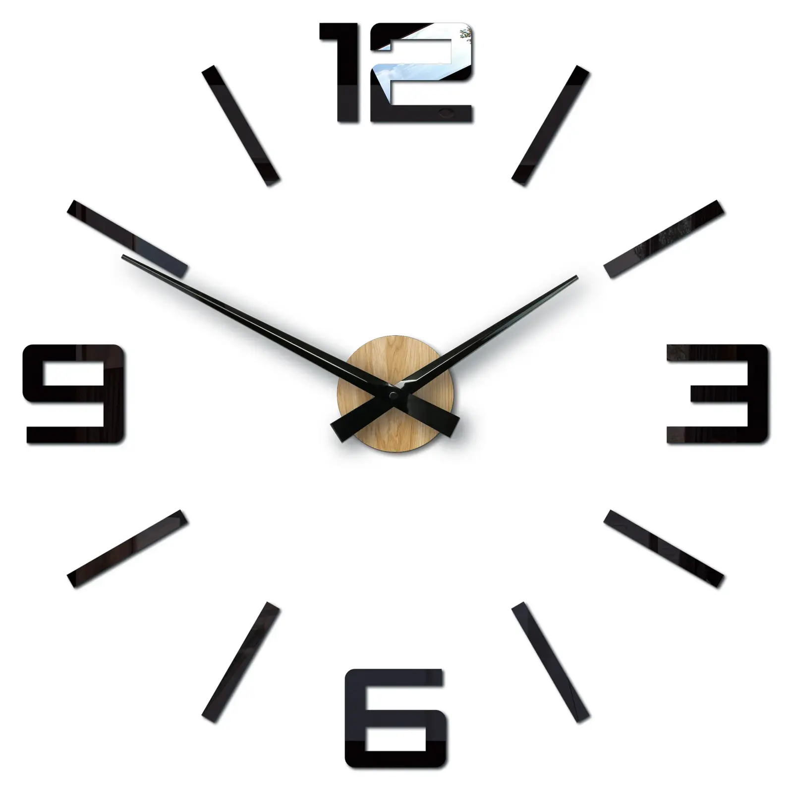 Nástěnné samolepící hodiny City 60 cm dub přídní/černé