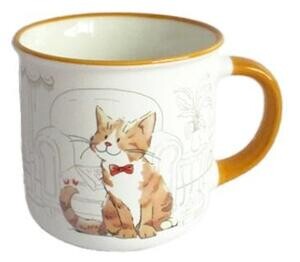 Keramický hrnček s mačkou s mašličkou