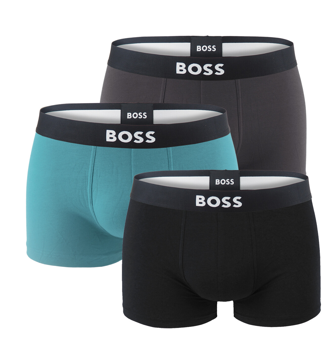 BOSS - boxerky 3PACK eco friendly organic cotton BOSS ONE blue & black tones