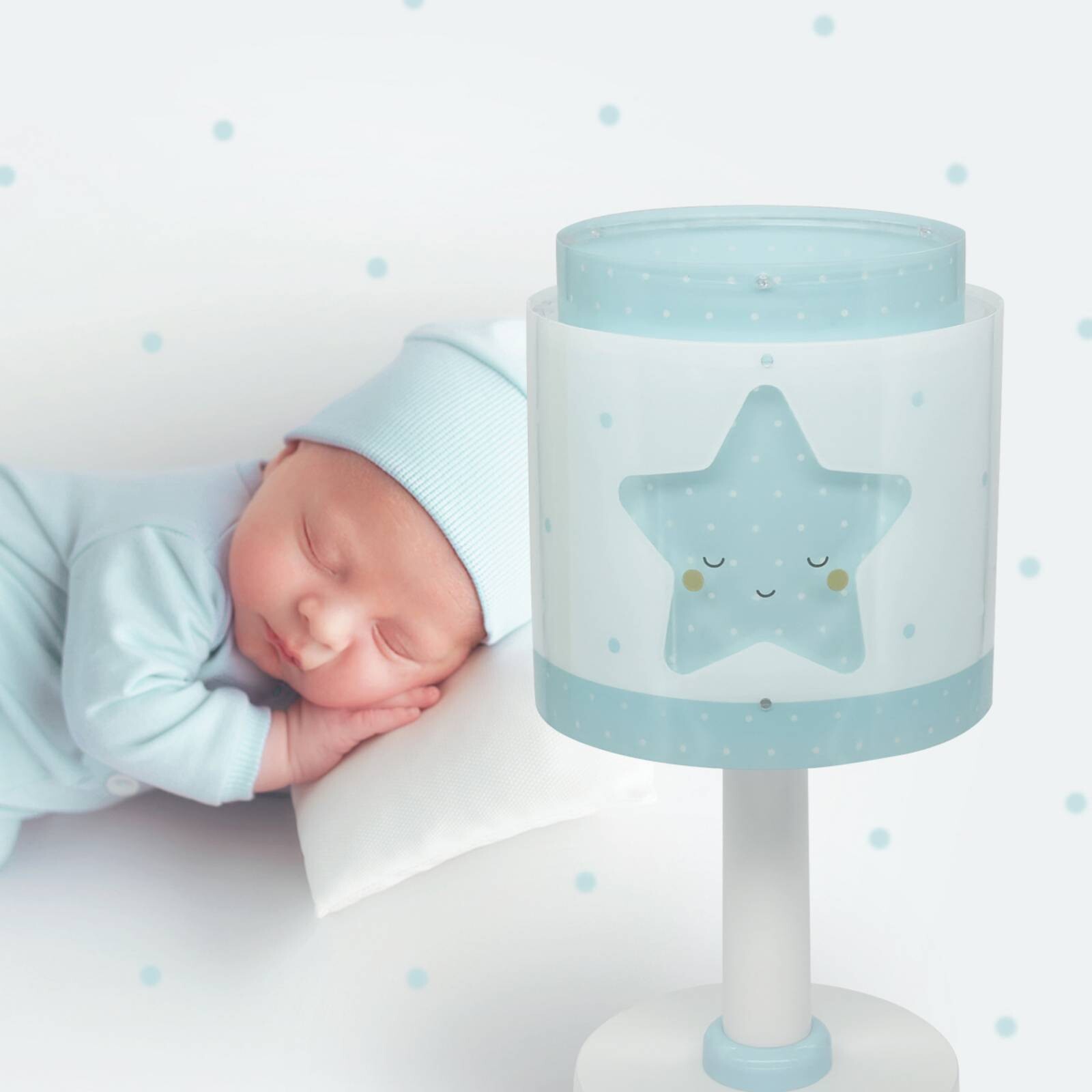 Detská stolová lampa Baby Dreams, modrá, G4, Ø 15 cm