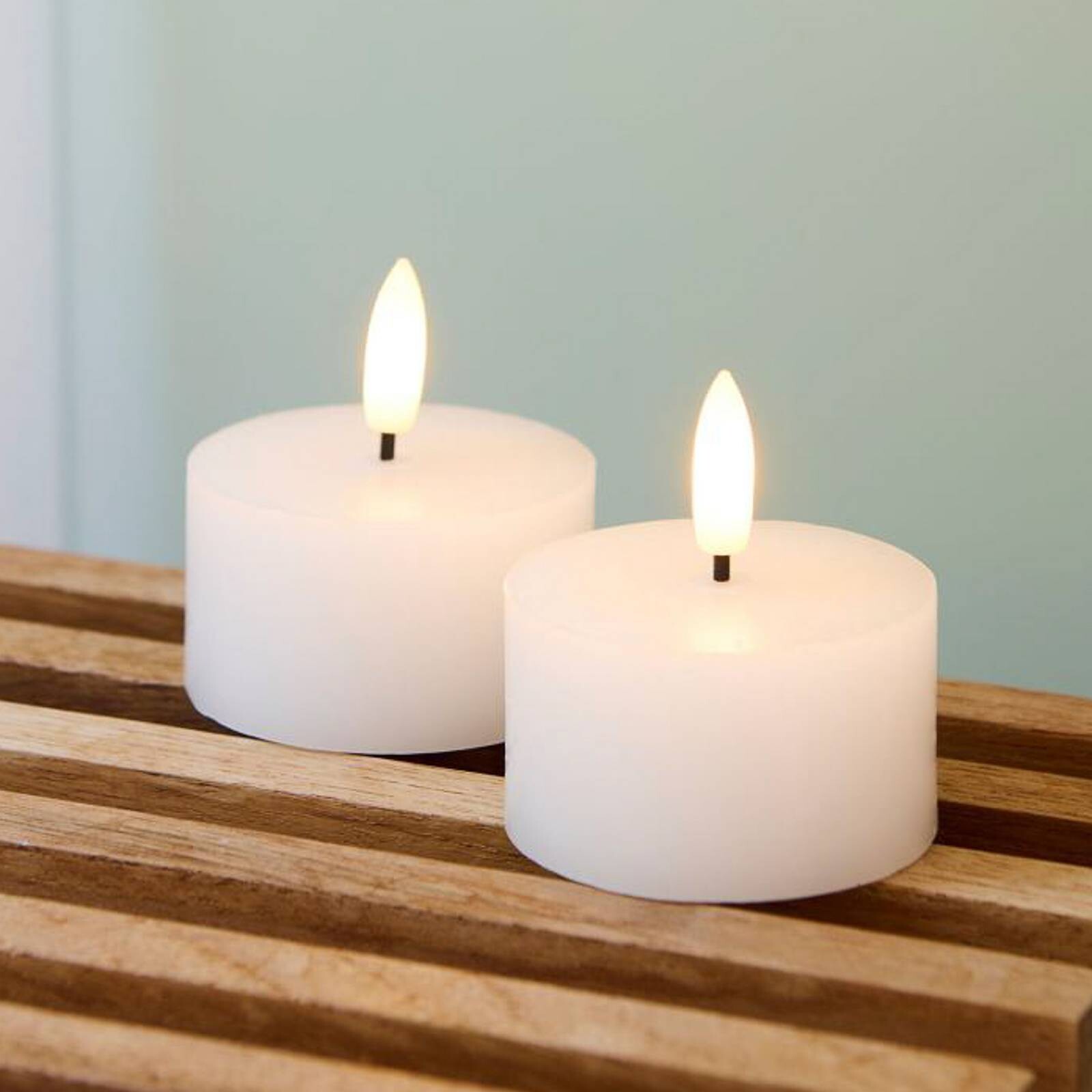 LED čajová sviečka Sille, biela, vosk, sada 2 ks, napájanie batériami