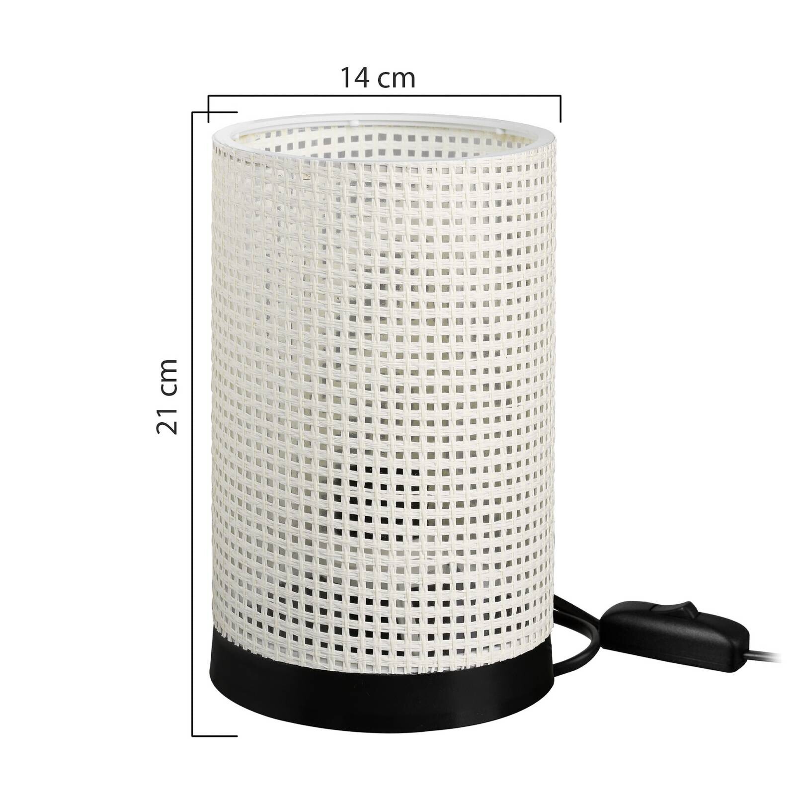 Stolová lampa Tina, biela s vzorom, valcovitá, Ø 14 cm