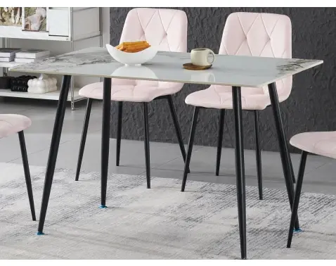 Jedálenský stôl Agne 120x80 cm, biely mramor%