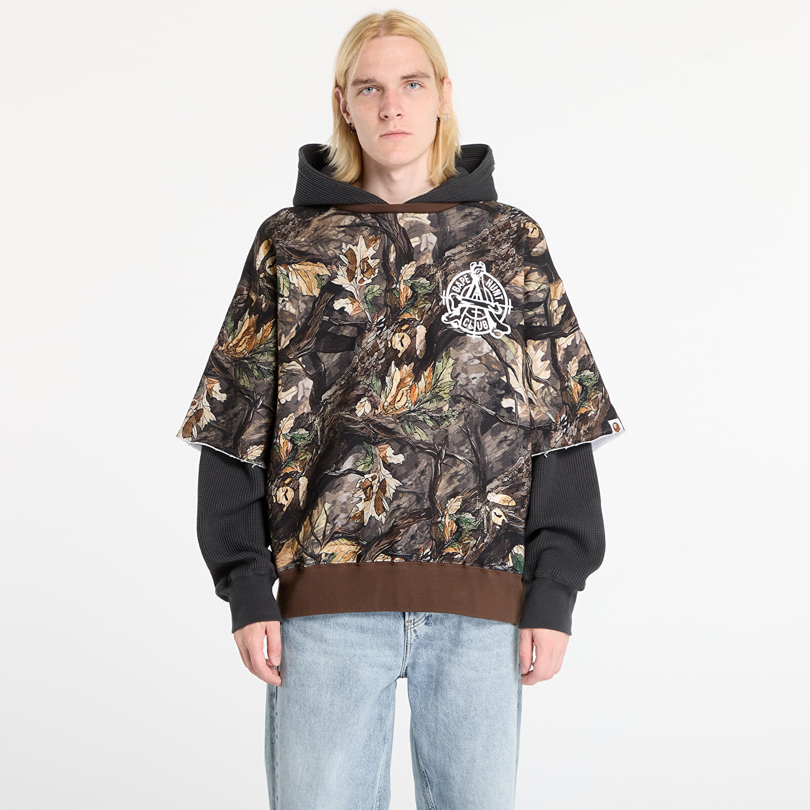 Mikina A BATHING APE Tree Edge Camo Layered Pullover Hoodie UNISEX Brown S