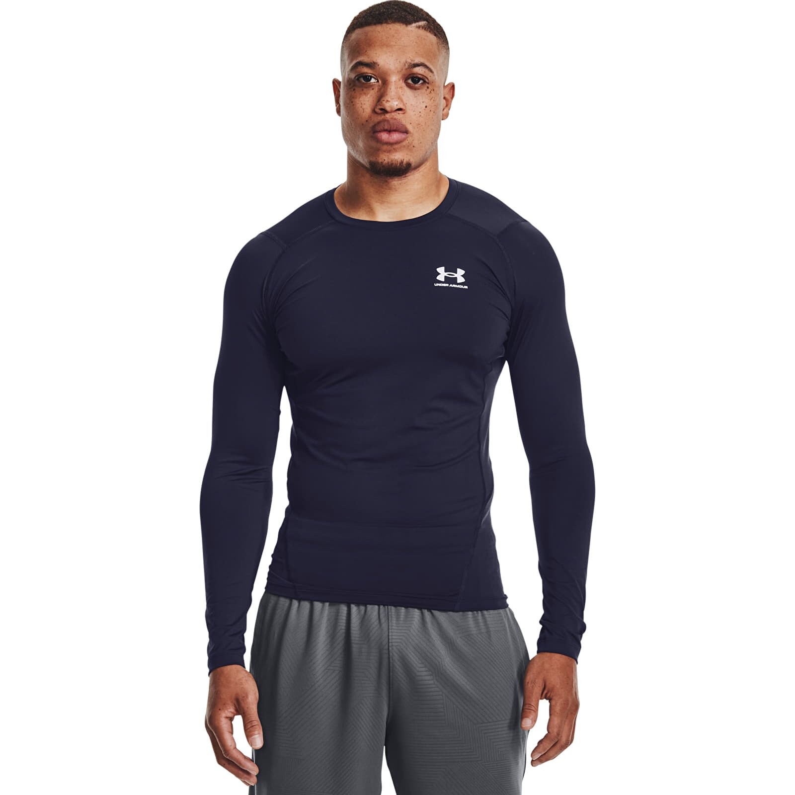 Tričko Under Armour Hg Armour Comp LS Midnight Navy/ White L
