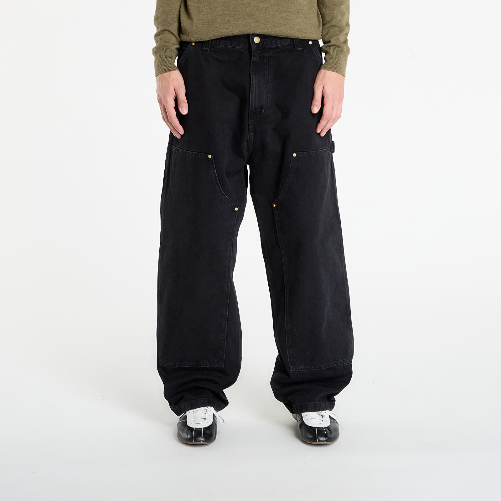 Kalhoty Carhartt WIP Nash Double Knee Pant Black Stone Washed L