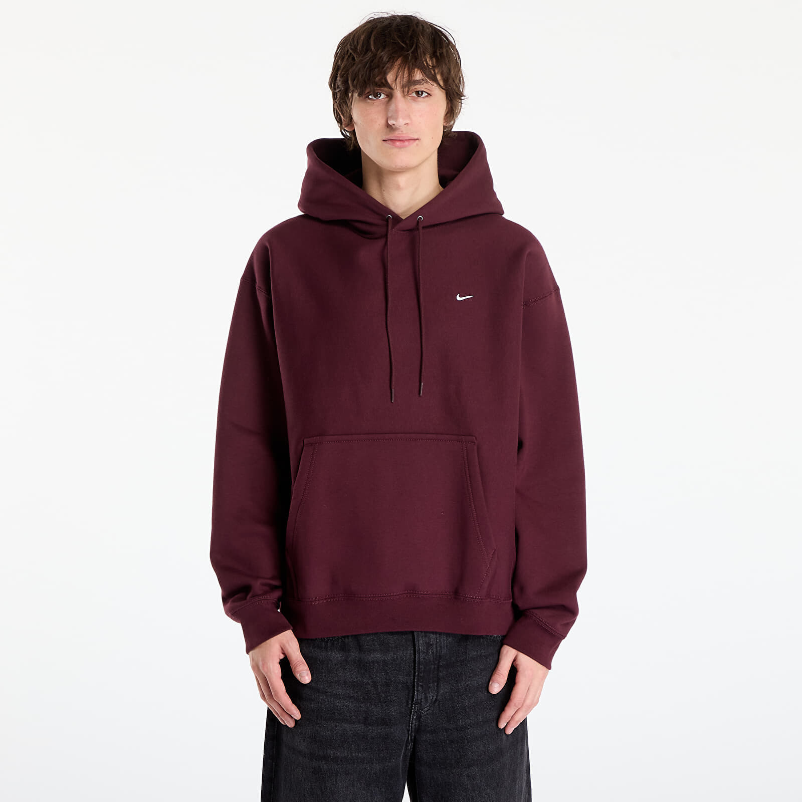 Mikina Nike Solo Swoosh Men's Pullover Hoodie Burgundy Crush/ Burgundy Crush/ White XXL
