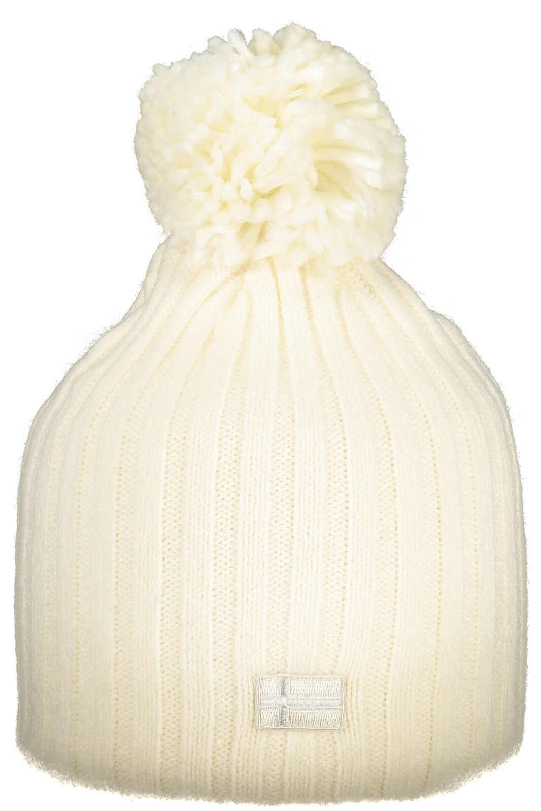 Biela pletená čiapka s brmbolcom