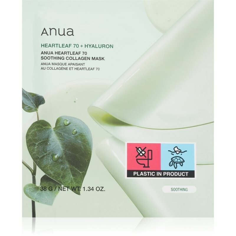 Anua Heartleaf 70% + Hyaluron Soothing Collagen Mask hydratačná pleťová maska s upokojujúcim účinkom 1 ks