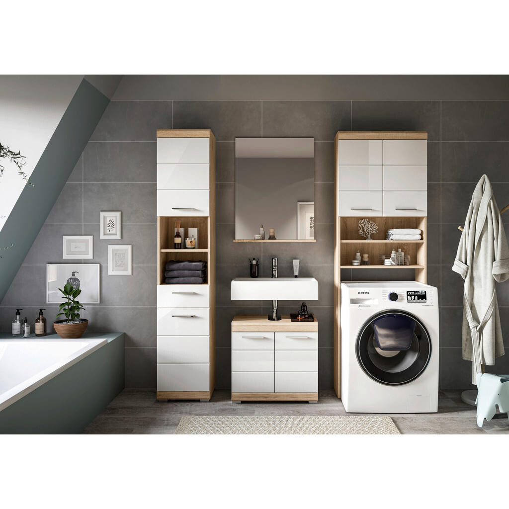 MID.YOU KÚPEĽŇA dub sonoma, biela s vysokým leskom