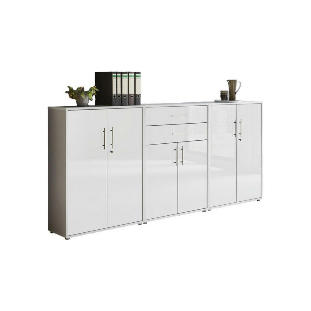 MID.YOU SKRINKA NA DOKUMENTY, sivá, biela s vysokým leskom, 253,2/113,6/33 cm