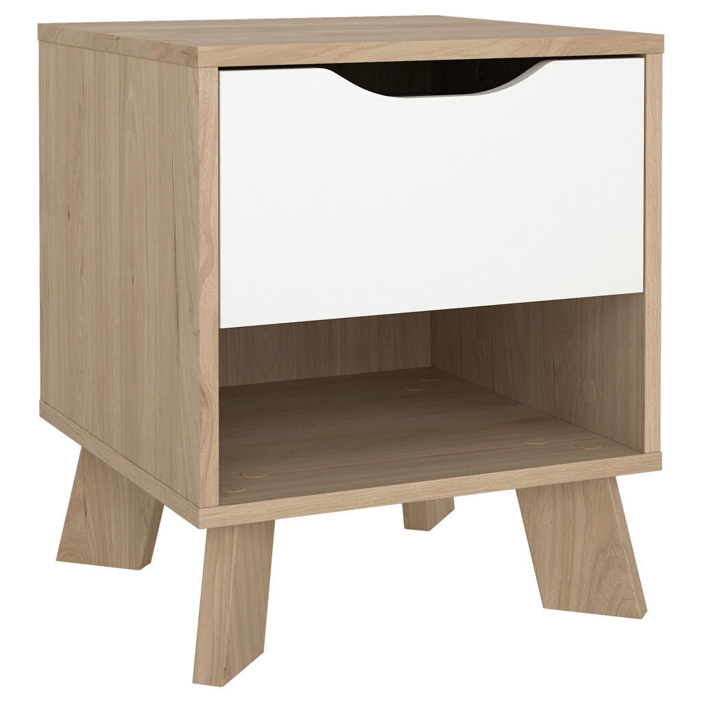 MID.YOU NOČNÝ STOLÍK, biela, farba duba, 40,2/47,4/39,8 cm