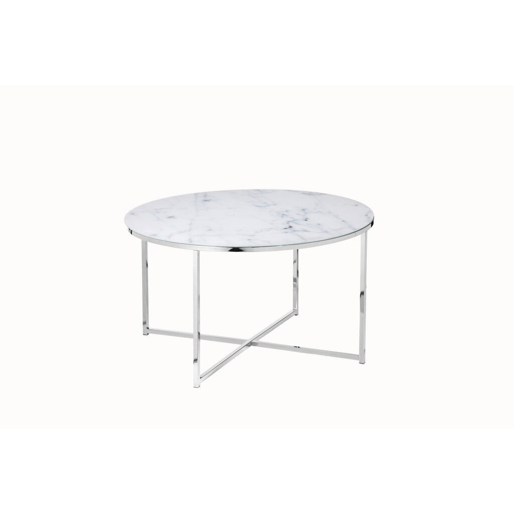 Livetastic KONFERENČNÝ STOLÍK, biela, chrómová, kov, sklo, 80/80/45 cm