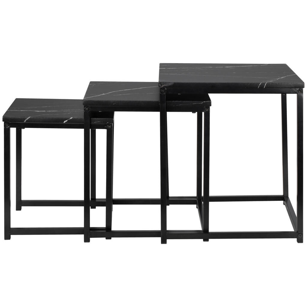 MID.YOU SADA ZASÚVACÍCH STOLÍKOV, čierna, kov, kompozitné drevo,