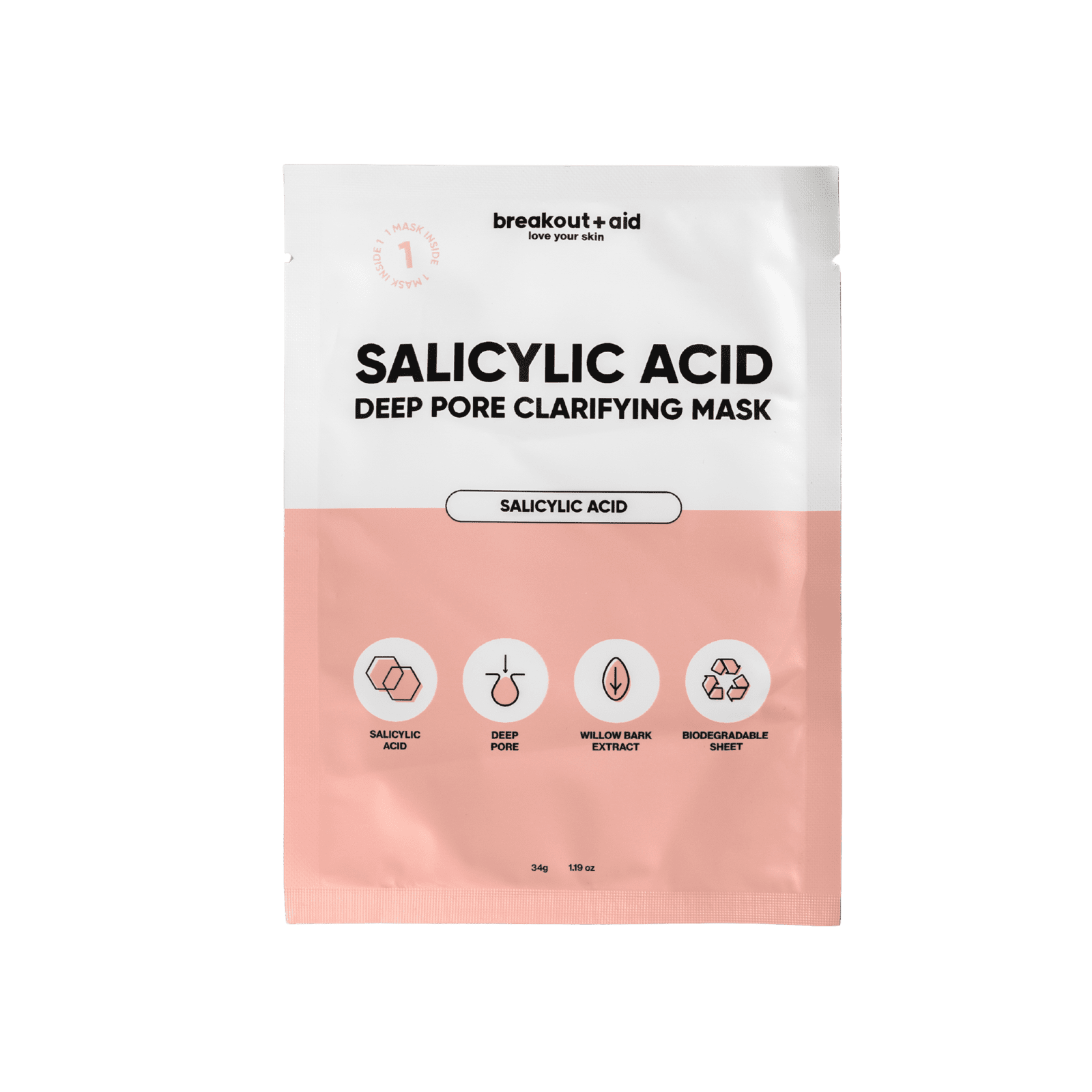 BREAKOUT+AID Čistiaca maska na zanesené póry s kyselinou salicylovou 34 g