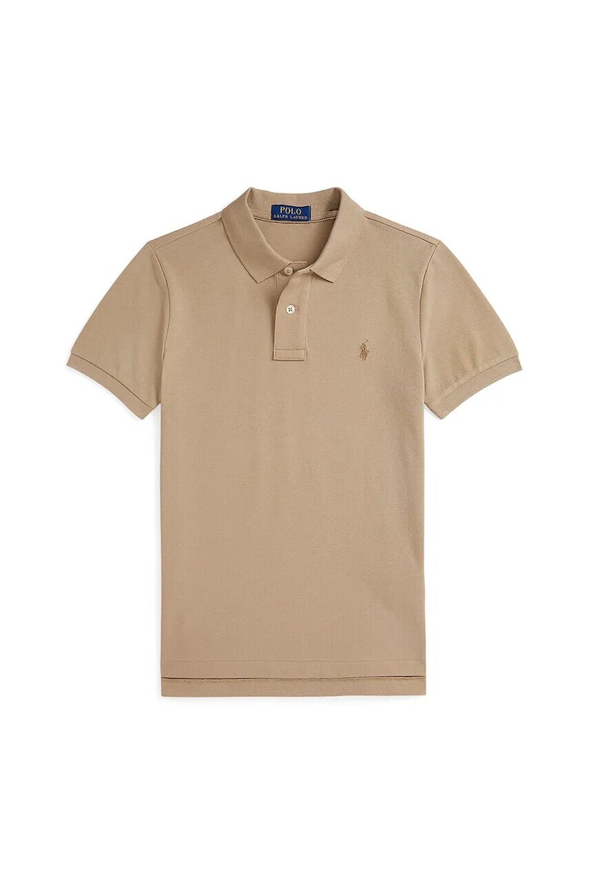 Detská bavlnená polokošeľa Polo Ralph Lauren béžová farba, jednofarebná, 323708857197