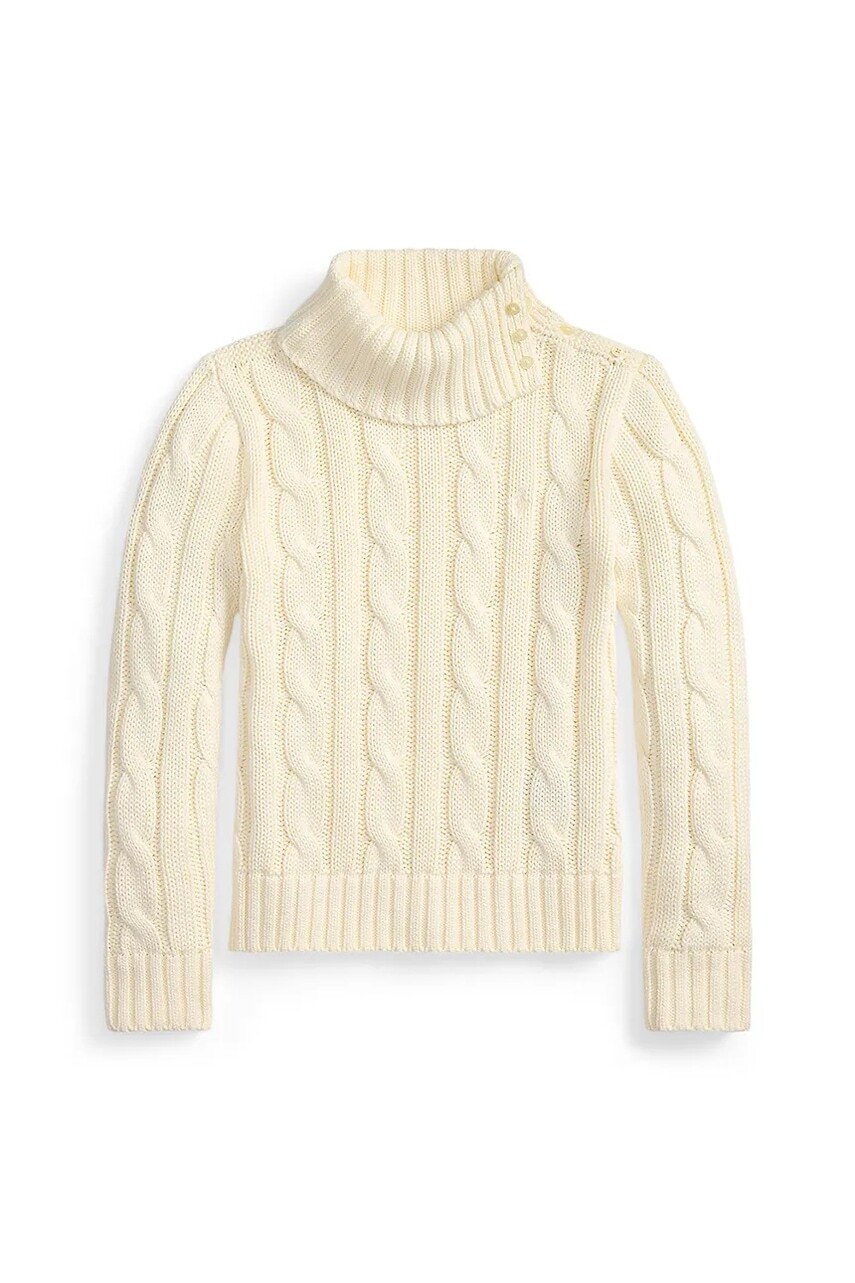 Detský bavlnený sveter Polo Ralph Lauren biela farba, 313978862002