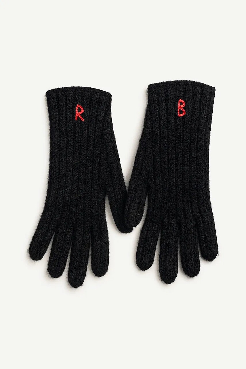 Vlnené rukavice Ruslan Baginskiy čierna farba, RK033/034-MW-FL-CD24
