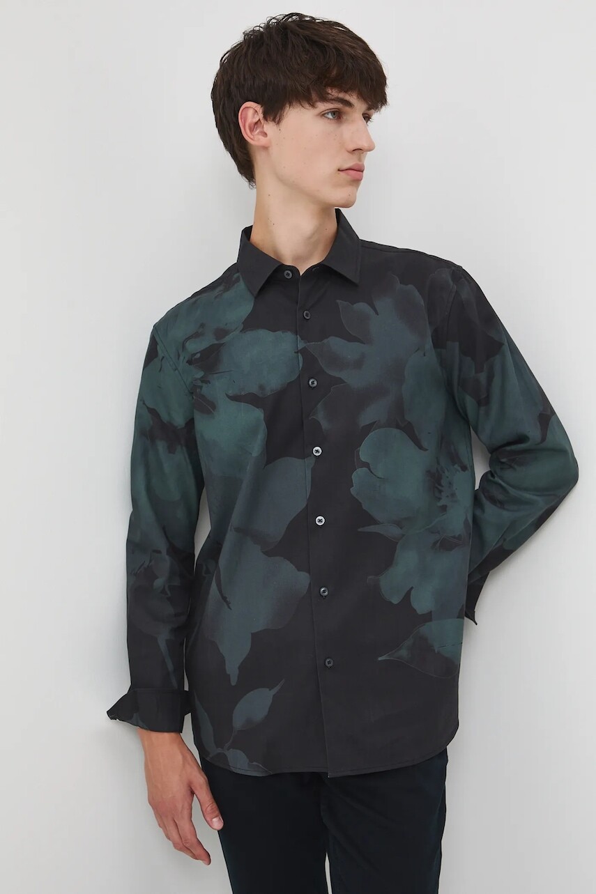 Košeľa Medicine zelená farba, regular, s klasickým golierom