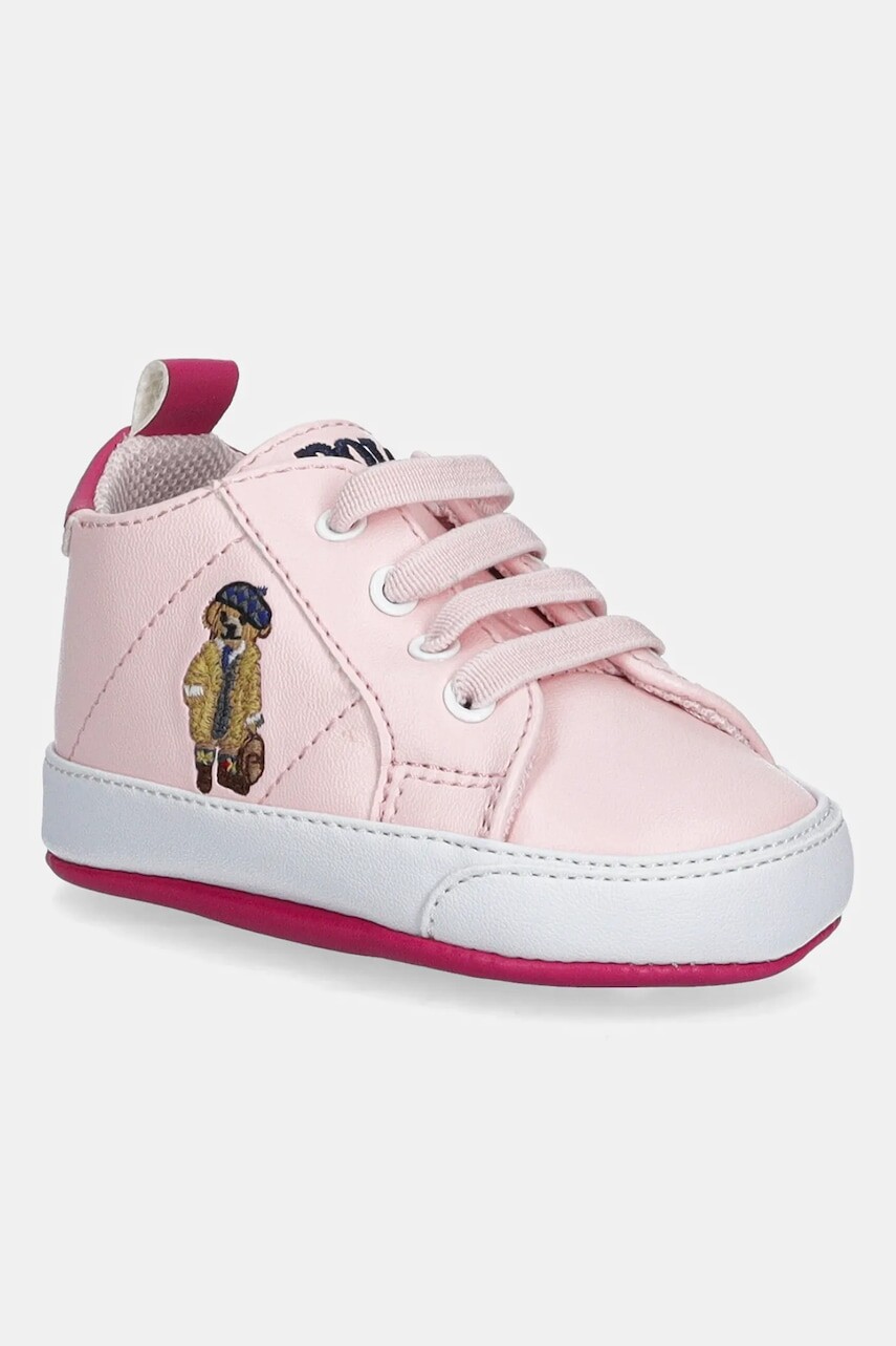 Topánky pre bábätká Polo Ralph Lauren QUILTON BEAR GORE HI LAYETTE ružová farba, RL03477680