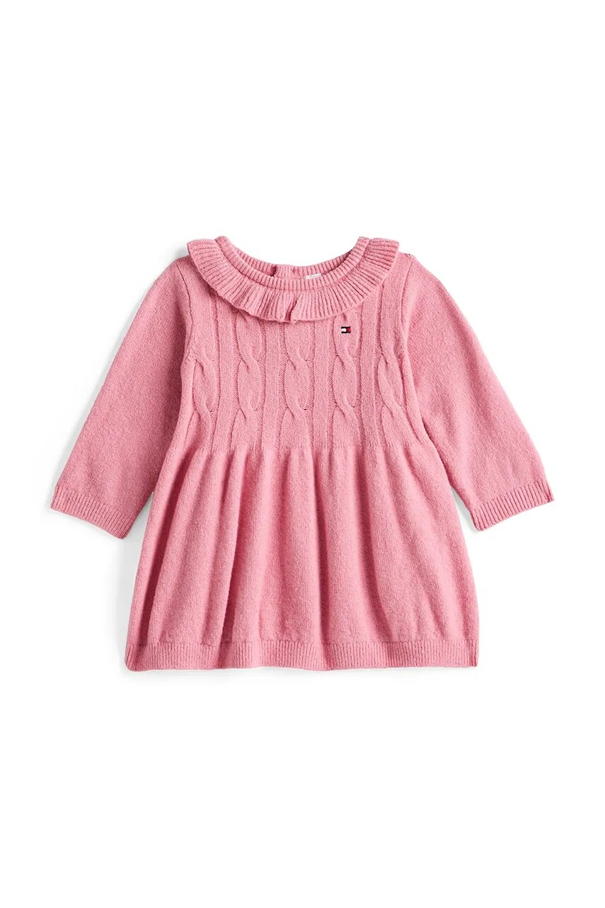 Šaty pre bábätká Tommy Hilfiger ružová farba, mini, áčkový strih, KN0KN02111