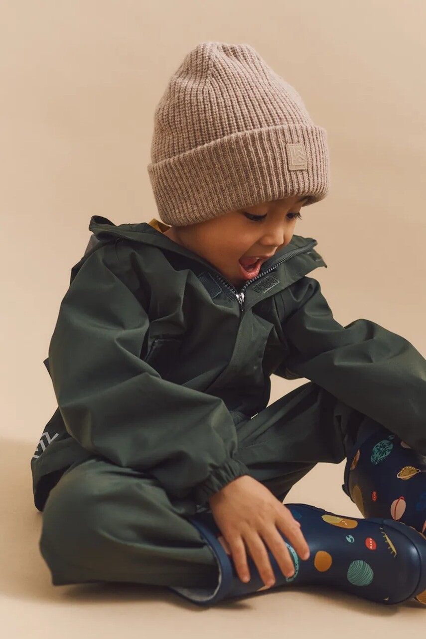 Detská čiapka s prímesou vlny Liewood Emilio Beanie béžová farba, LW20111