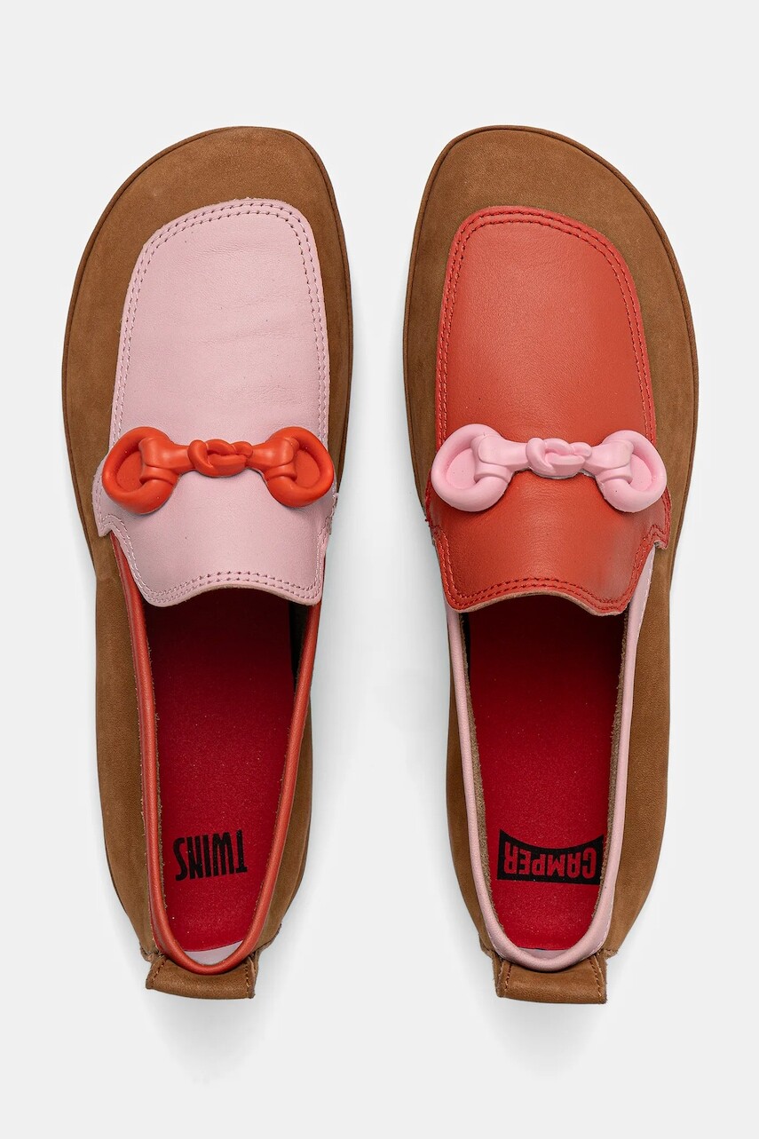 Kožené mokasíny Camper TWS hnedá farba, na plochom podpätku, K201833-002