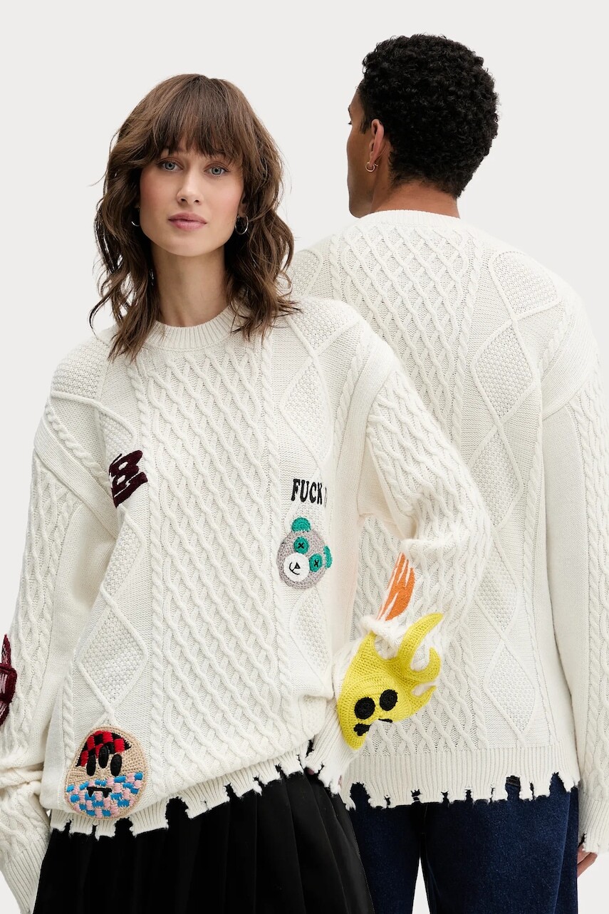 Sveter s prímesou vlny Barrow béžová farba, F5BWUAJP115