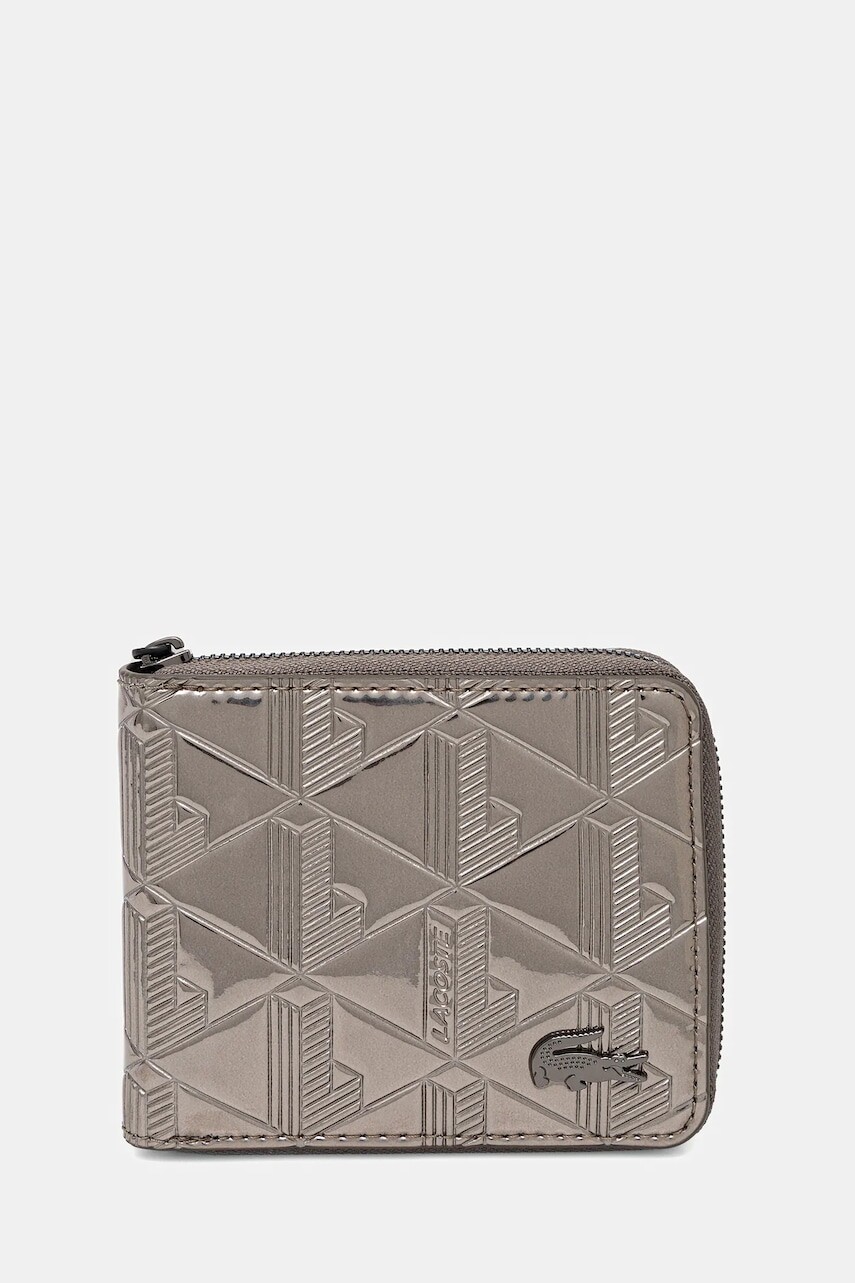 Peňaženka Lacoste strieborná farba, NU4902BG