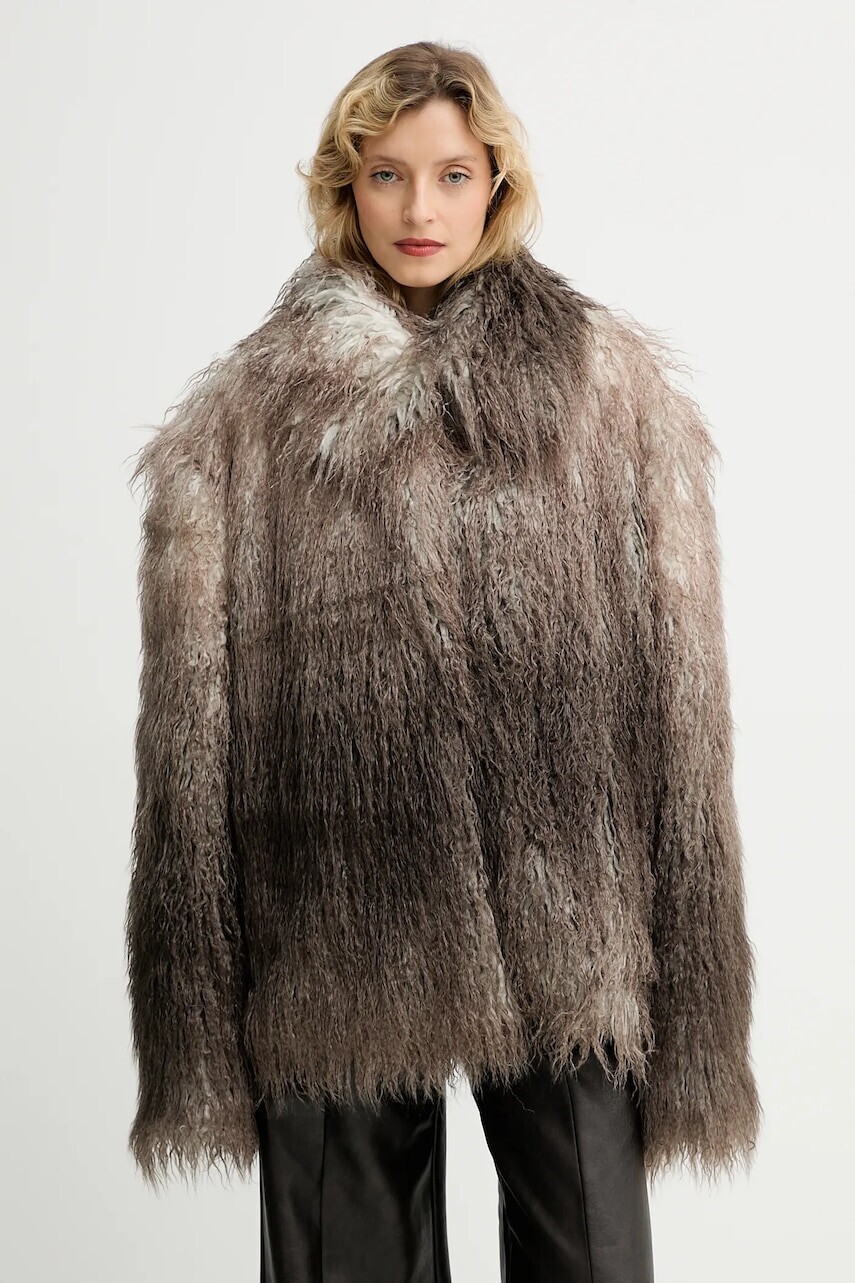 Kabát MMC STUDIO hnedá farba, FLORO.FUR