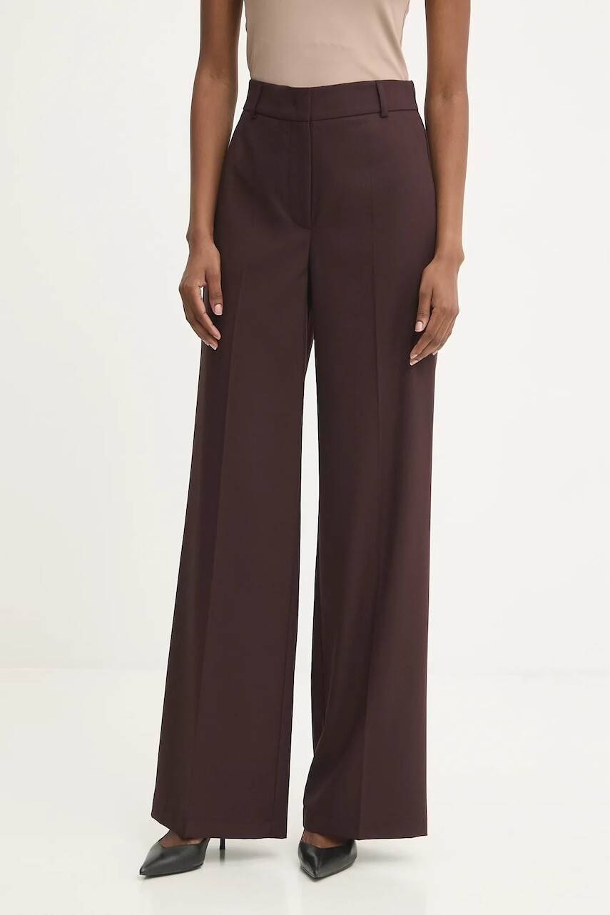 Nohavice Answear.LAB bordová farba, široké, vysoký pás