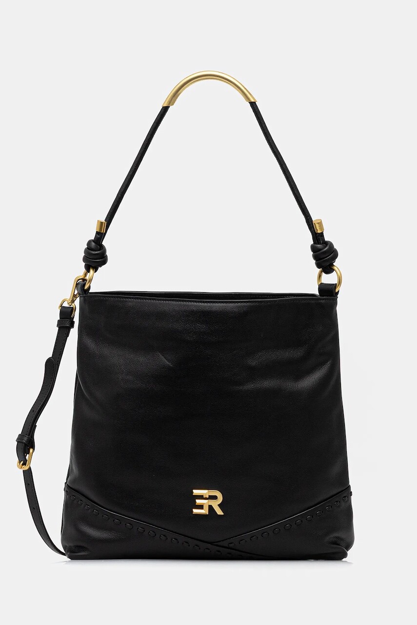 Kožená kabelka ERMANNO Firenze čierna farba, 12401941