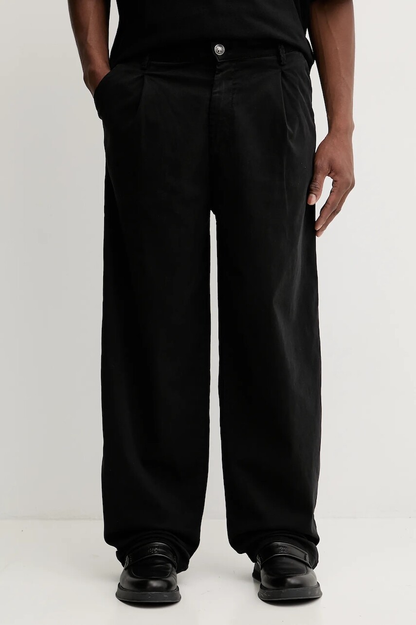 Nohavice Kaotiko čierna farba, široké, vysoký pás, AR020-02-K002