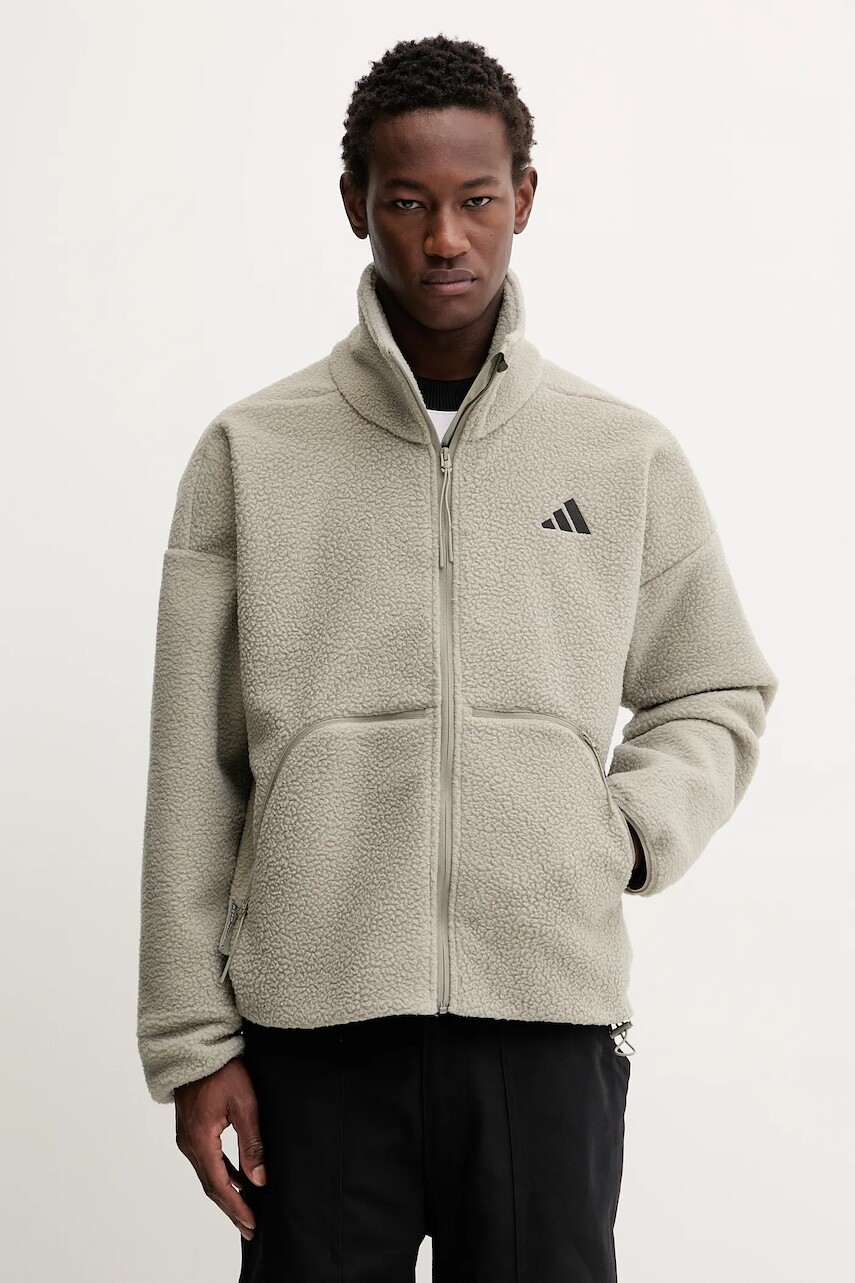 Fleecová mikina adidas City Tech zelená farba, jednofarebná, KB1199