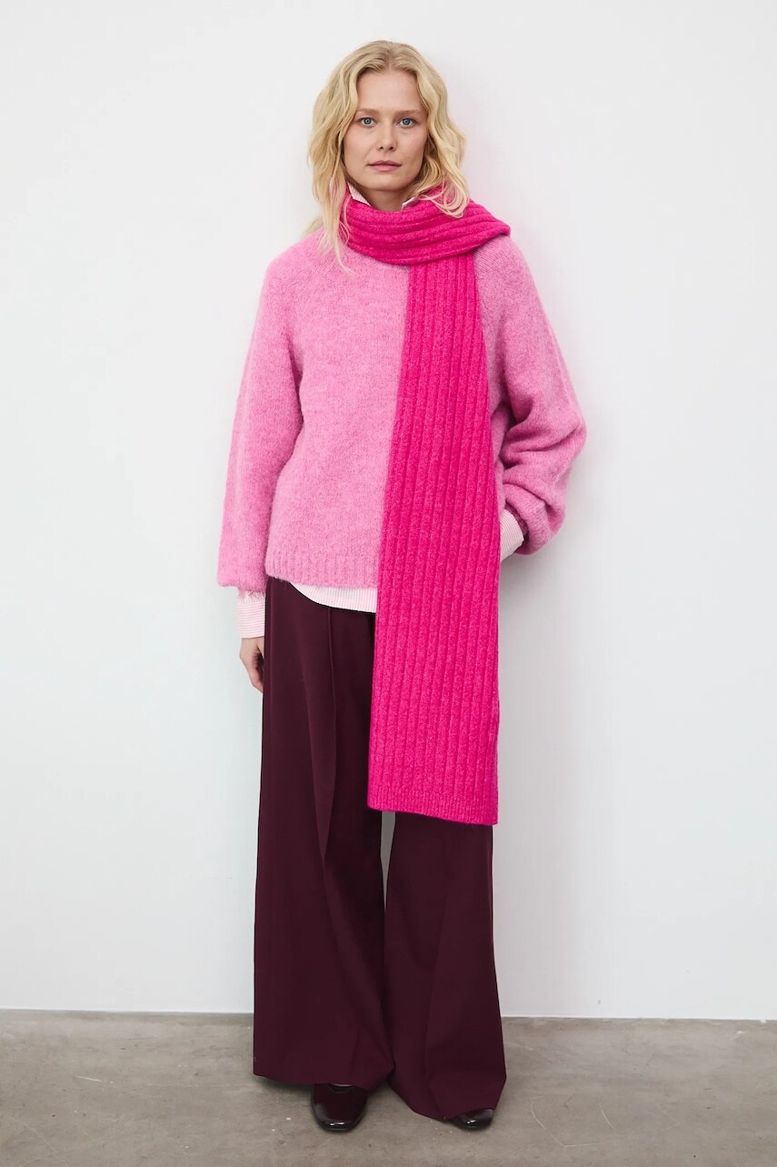 Šál s prímesou vlny Medicine ružová farba, jednofarebná