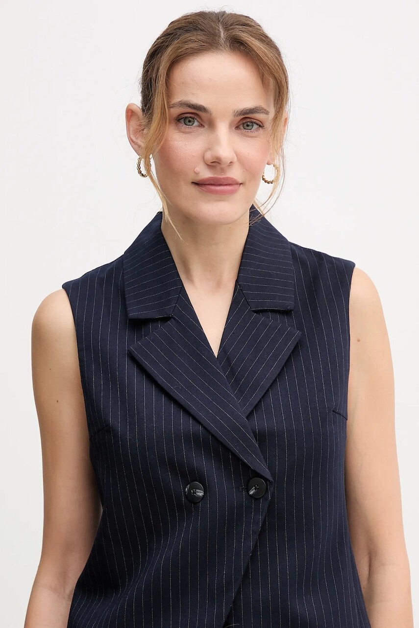 Vesta United Colors of Benetton tmavomodrá farba, dvojradový, 2X8MDJ00O