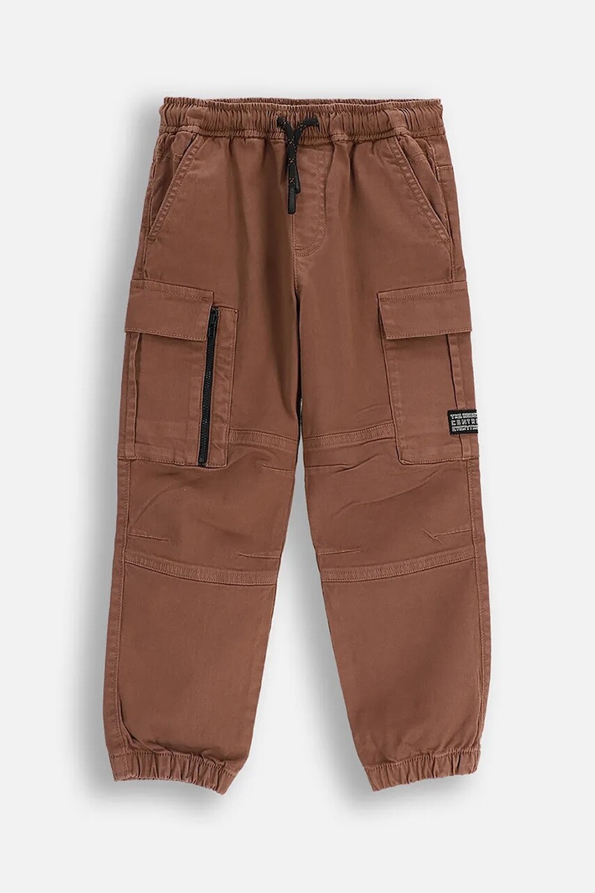 Detské nohavice Coccodrillo hnedá farba, jednofarebné, X-RAY VISION BOY KIDS