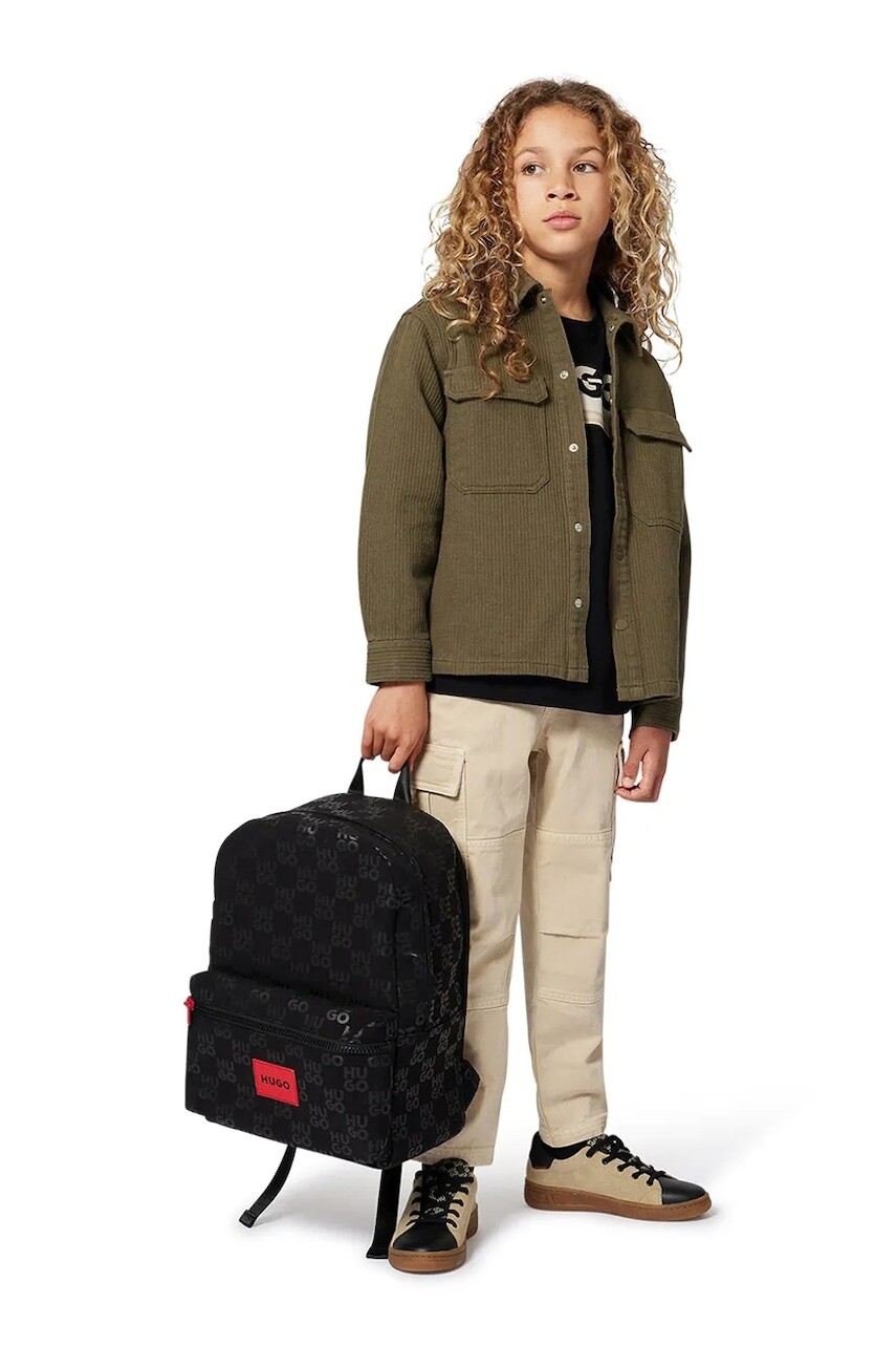 Detská bavlnená košeľa HUGO zelená farba, G00529