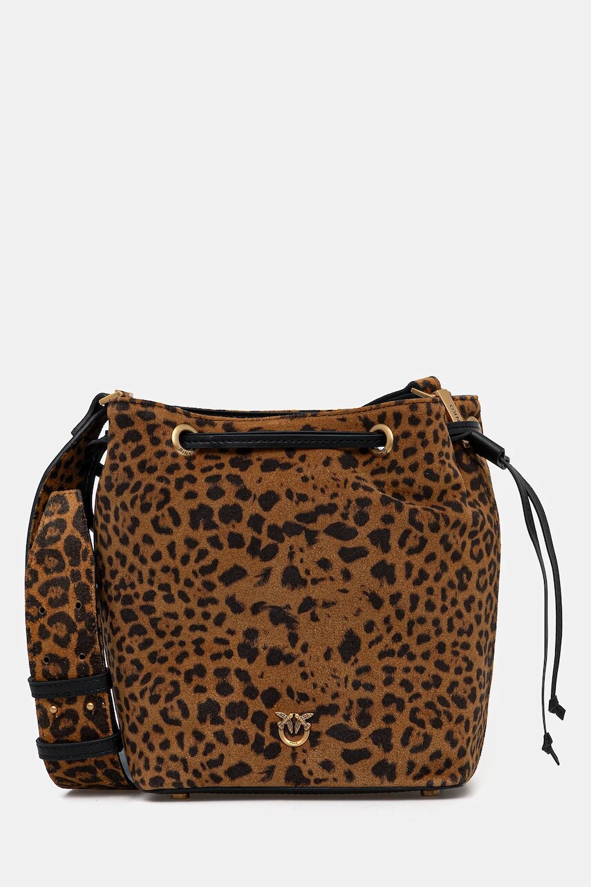 Semišová kabelka Pinko hnedá farba, 104303 A32A