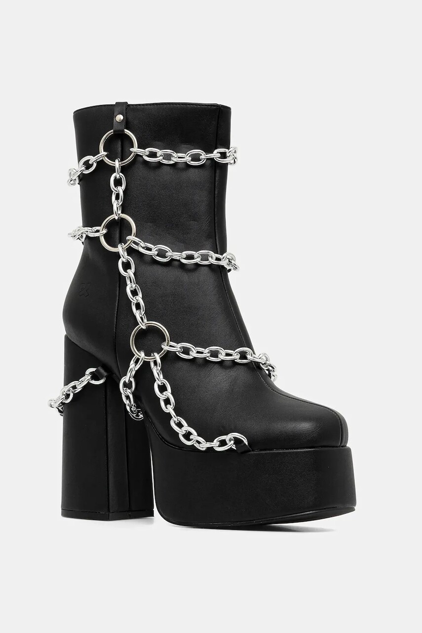 Členkové topánky Koi Footwear Spectral Shackles of a Lamented Soul čierna farba, na podpätku