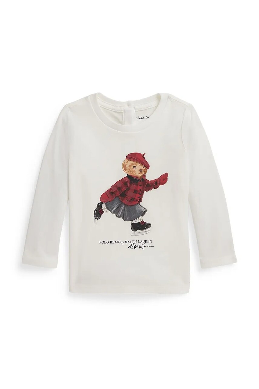 Detské bavlnené tričko s dlhým rukávom Polo Ralph Lauren béžová farba, 310P00435001