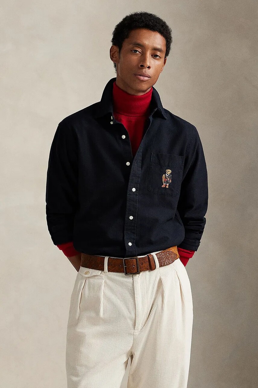 Bavlnená košeľa Polo Ralph Lauren čierna farba, regular, 710P00662
