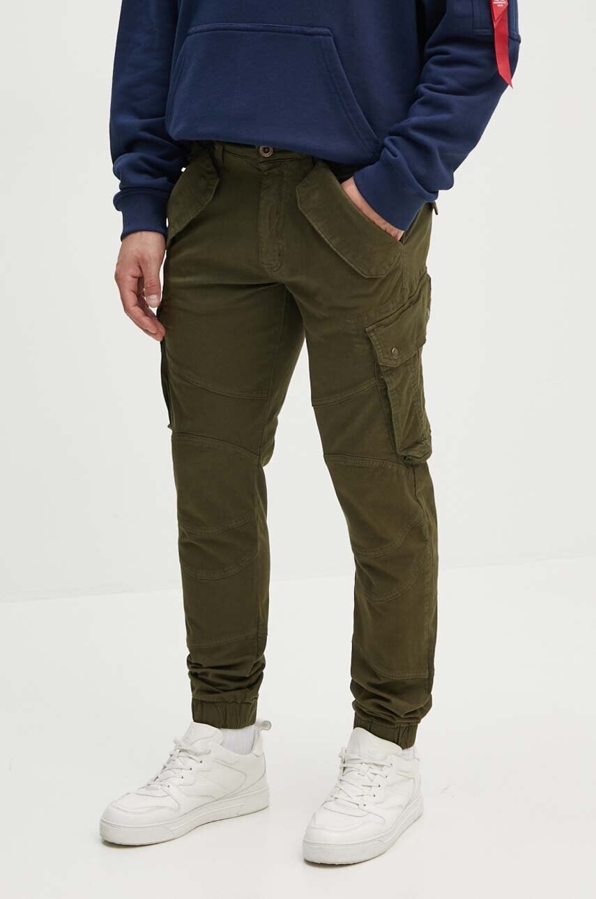 Nohavice Alpha Industries Combat Pant LW 126215.142, pánske, zelená farba