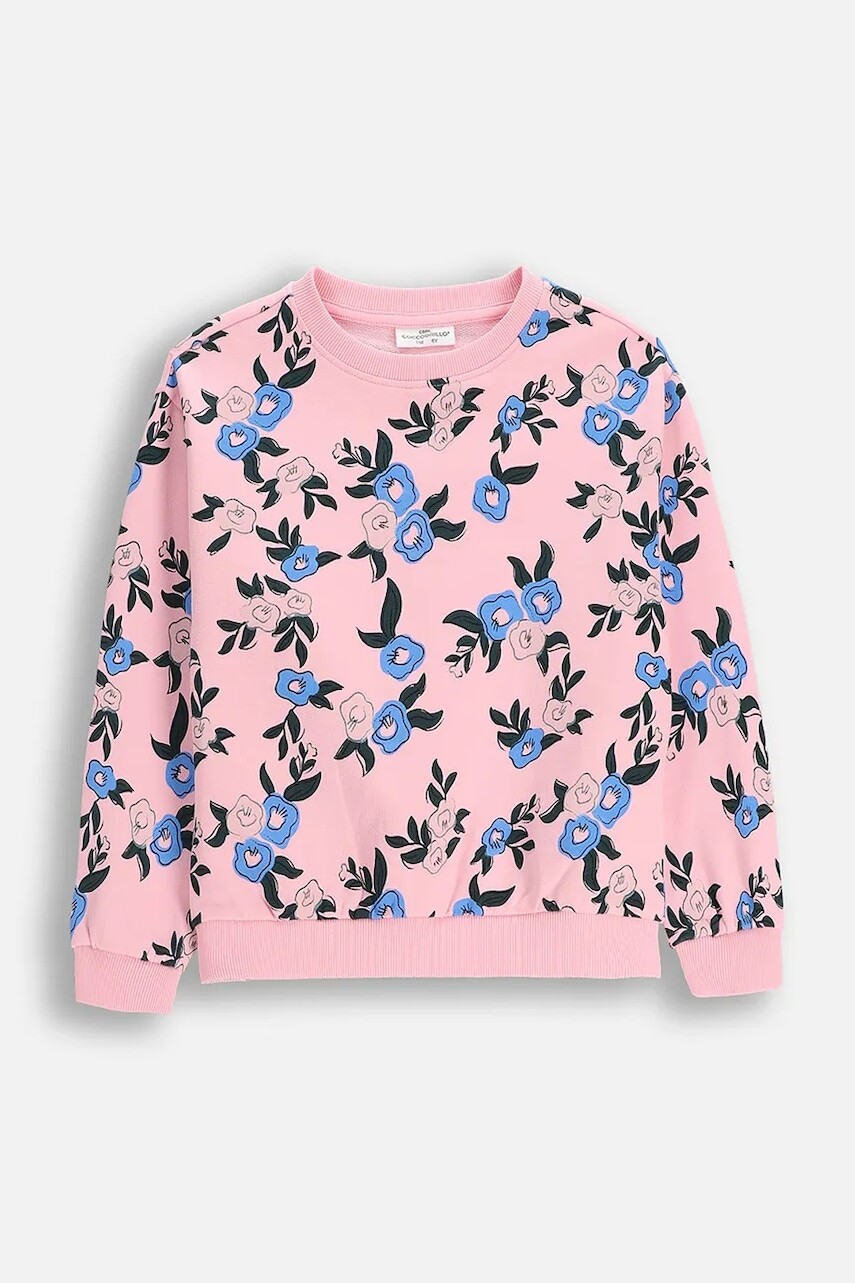 Detská bavlnená mikina Coccodrillo ružová farba, vzorovaná, FROSTING PUDDLE GIRL KIDS