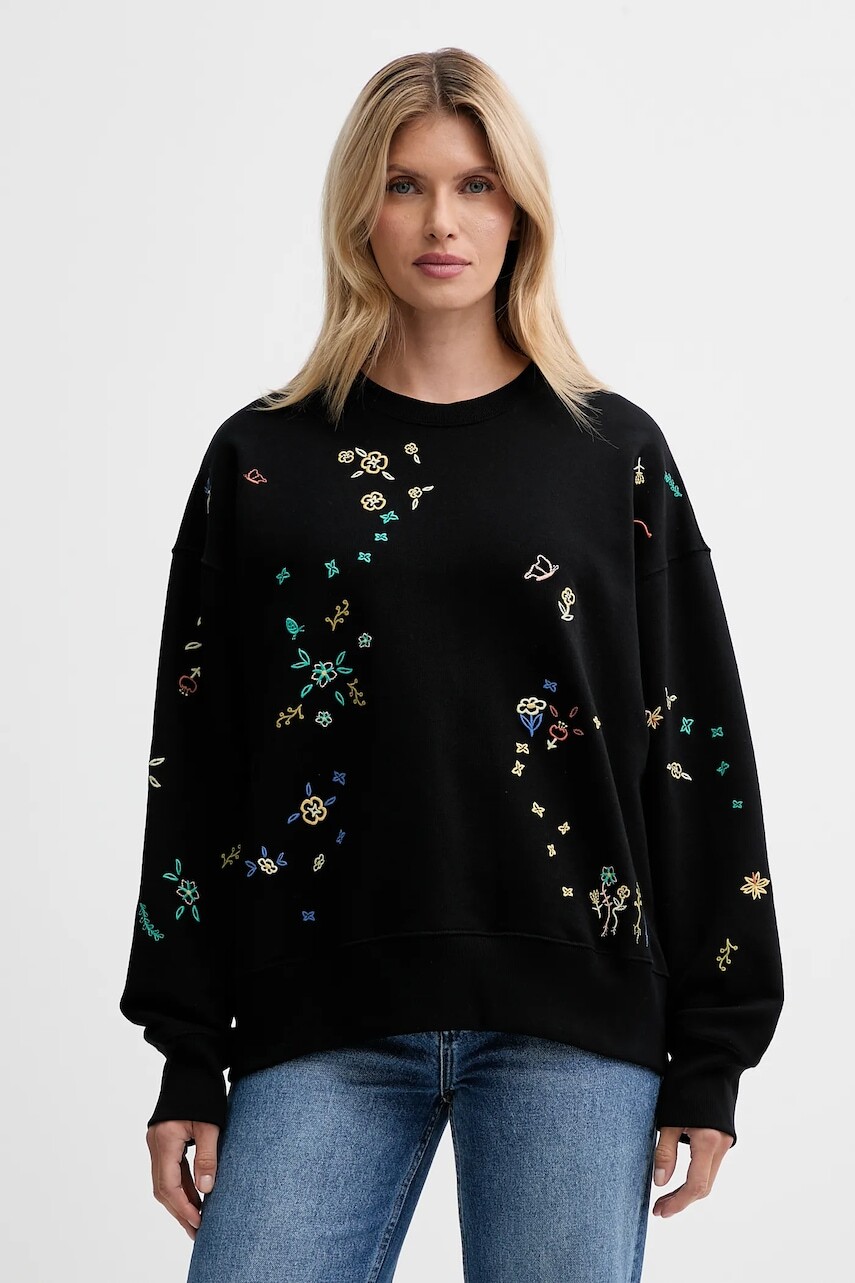 Bavlnená mikina PS Paul Smith čierna farba, s nášivkou, W2R-185V-TP5177