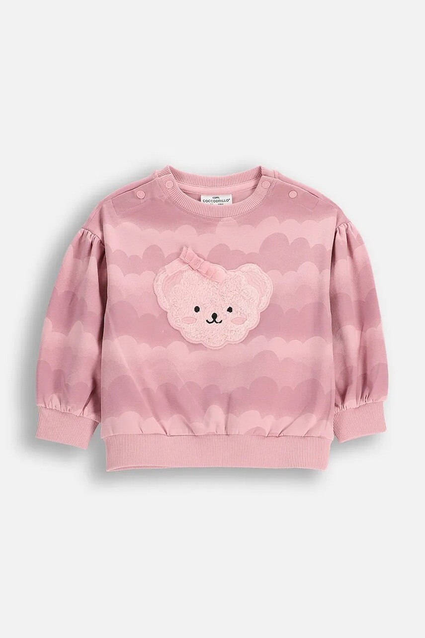 Mikina pre bábätká Coccodrillo ružová farba, vzorovaná, TEDDY BEAR GIRL NEWBORN