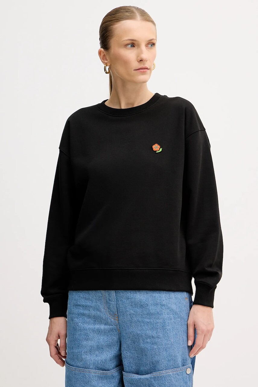 Bavlnená mikina Kenzo dámska, čierna farba, jednofarebná, FF52SW1874MF.99J