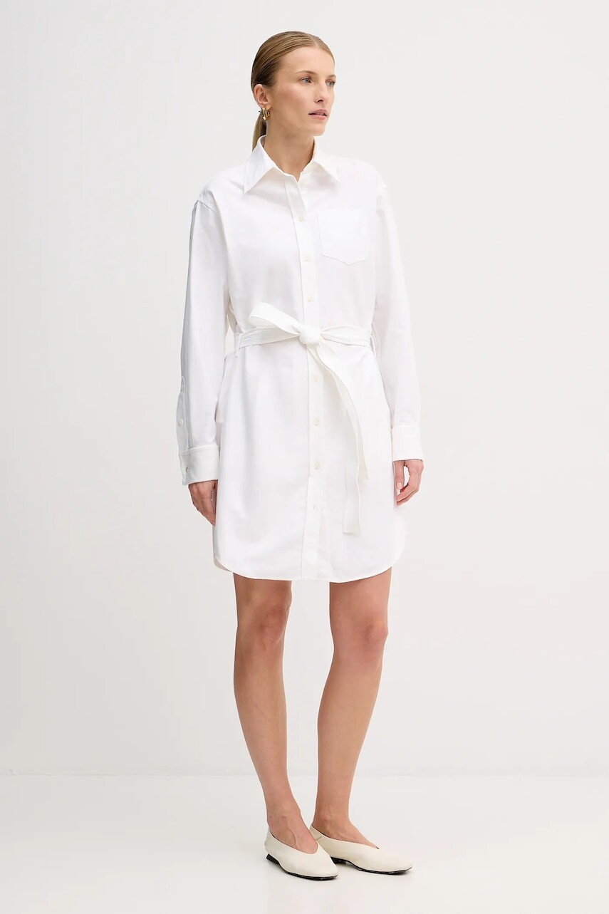 Bavlnené šaty Kenzo biela farba, mini, rovný strih, FF52RO4059LO.01